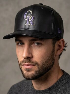 MLB Colorado Rockies Leather New Era 59Fifty Fitted Hat (all sizes available)